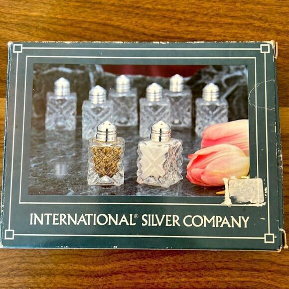 International Silver Company Silver-Plated Glass Salt and Pepper Shakers - Picture 2 of 3